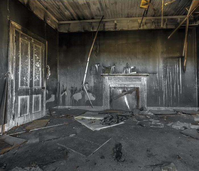 Room with fire damage