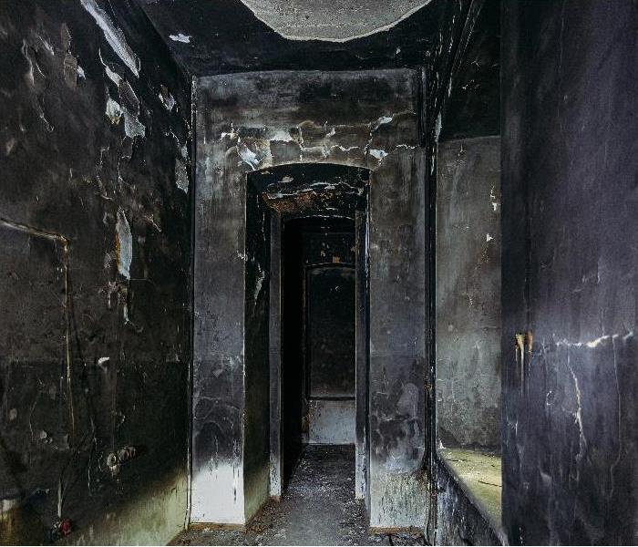 Burnt mansion interior after fire