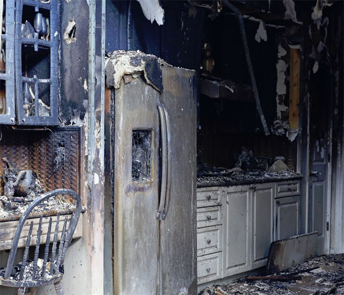 fire damaged kitchen in a home