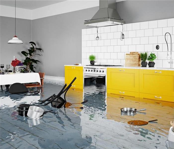 Flooded Yellow Kitchen